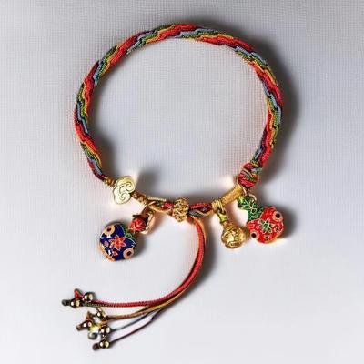 Colorful Knitting Bracelet With Pendant Temperament Versatile Wristlace Birthday Christmas Gift