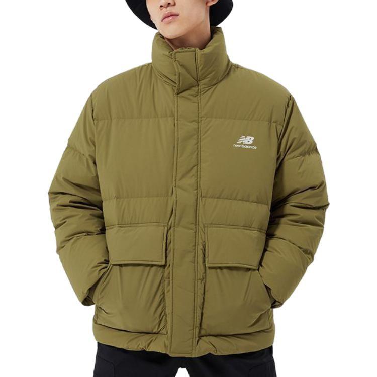 New Balance Down Jackets Men's Army Green Stand Collar Moderate Other AMJ14309-OV