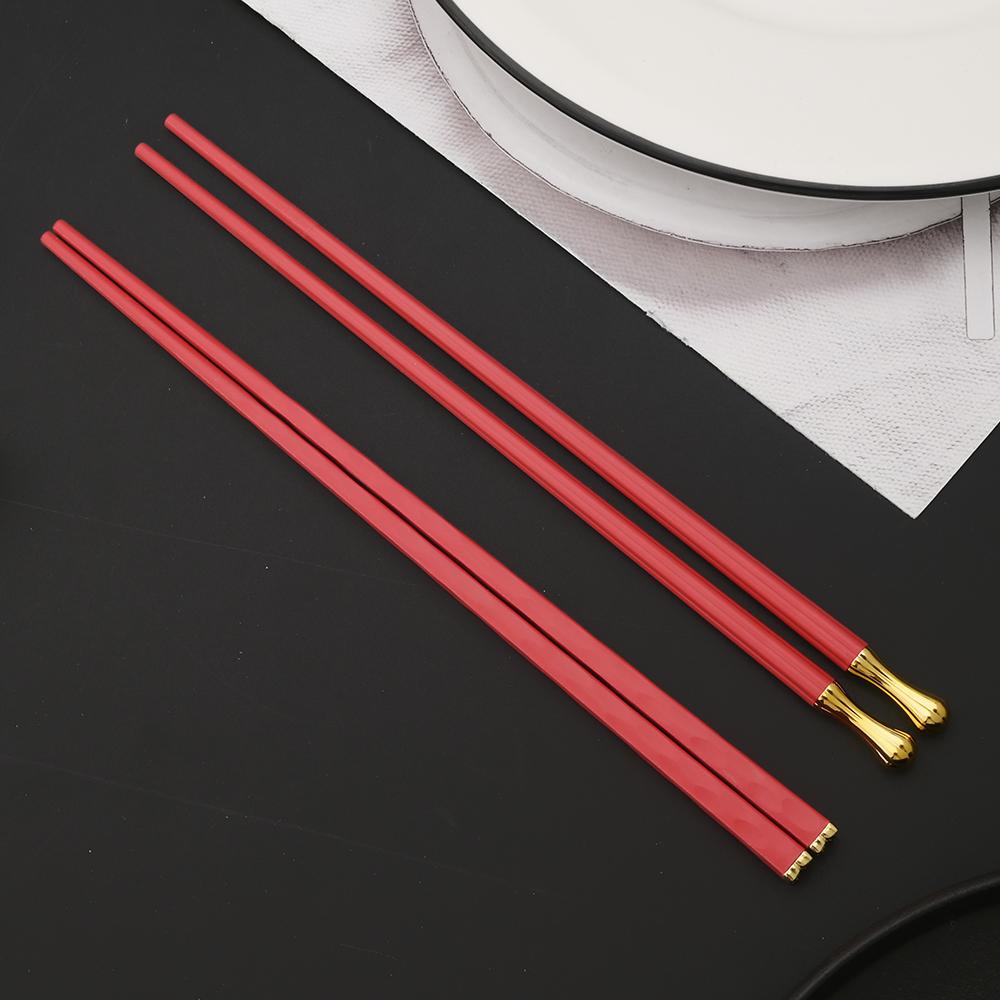 5 párů čínské japonské hůlky Sushi tyčinky Korejské hůlky Opakovaně použitelné hůlky ze slitiny Nádobí Příslušenství