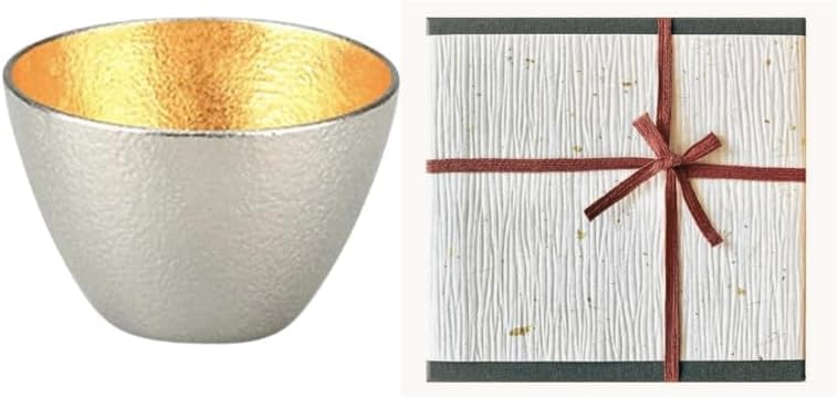 

[Лента из красного хлопка Nousaku, упаковка из бумаги васи] Чашка для саке 90 мл с золотой фольгой, GuiGold