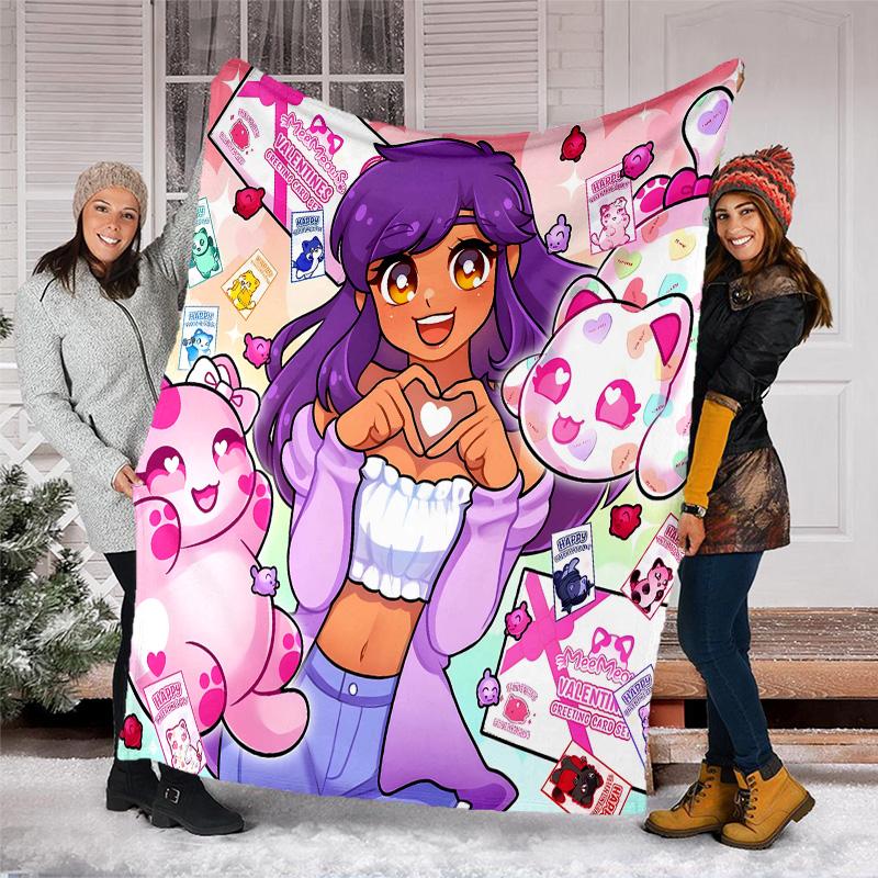 1pc Anime A-AphmauS2 Theme Blanket - Digital Print, Polyester, Cozy for All Seasons, Perfect for Outdoor, and Travel