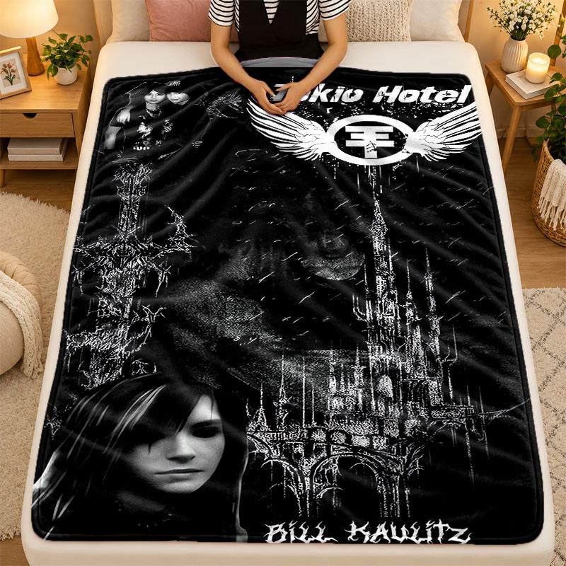 Flannel BlanketTokio Hotel Warm Soft Throw Blanket for Indoor Sofa Bed Living Room Use