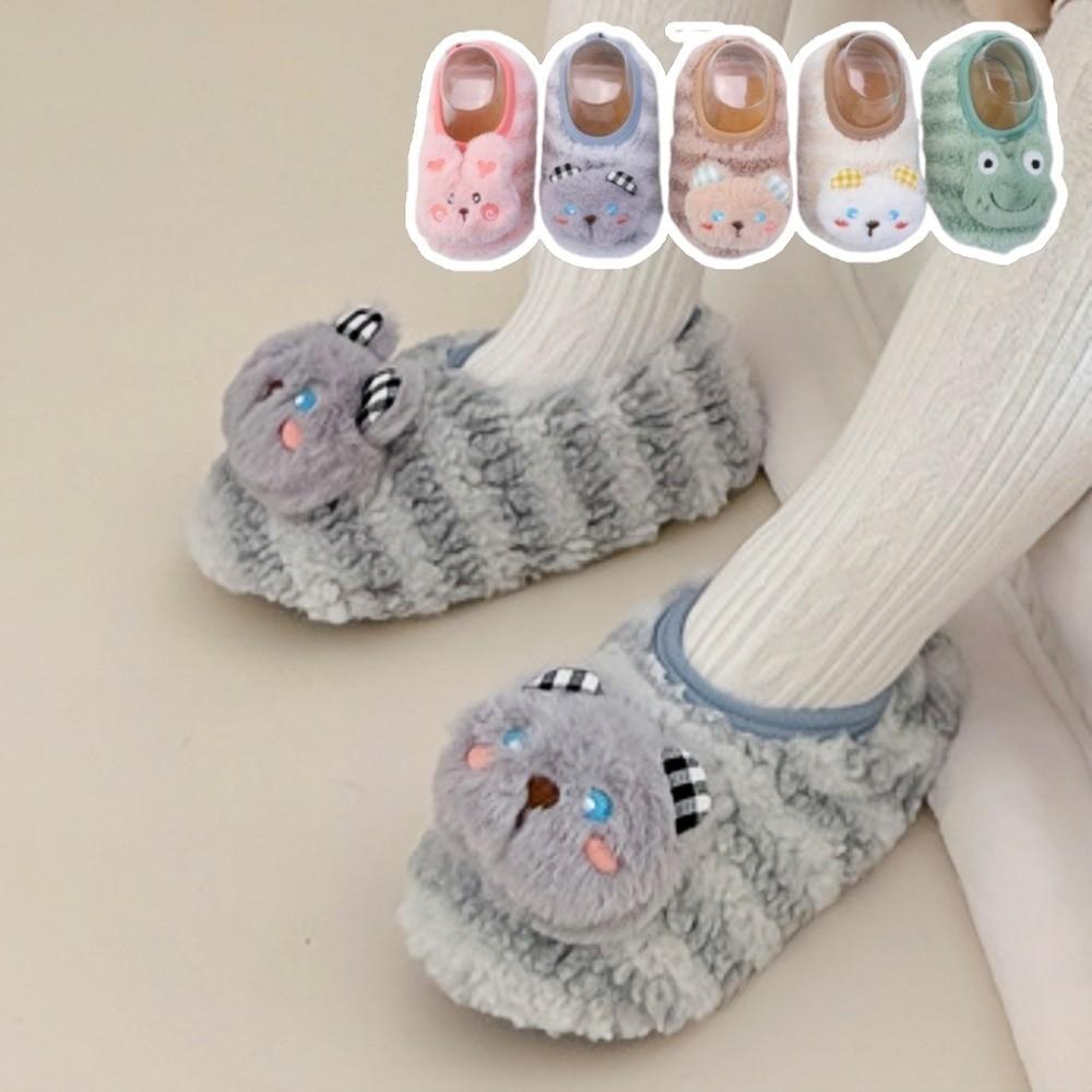 Thickened Kids Plush Slippers Cartoon Indoor Home Slippers New Baby Floor Socks  Indoor Use