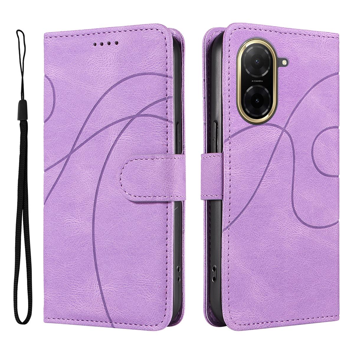 

Для Xiaomi Poco C71 4G/Xiaomi Redmi A5 4G (171,7*77,8*8,3 мм) Кожаный чехол-кошелек с подставкой и дизайном изогнутых линий Light Purple