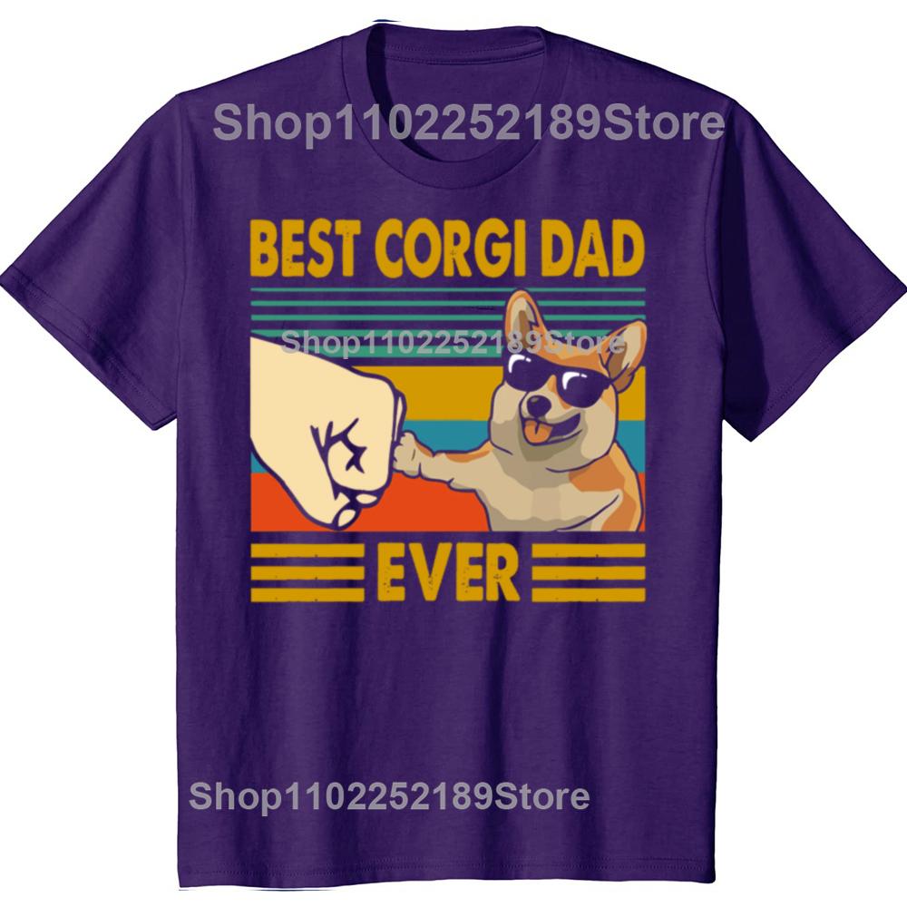 Men's T-Shirts Best Corgi Dad Ever Funny Corgi Owner Cool Cotton Tee Shirt Dog Animal Tshirt Round Collar Clothing Gift Idea
