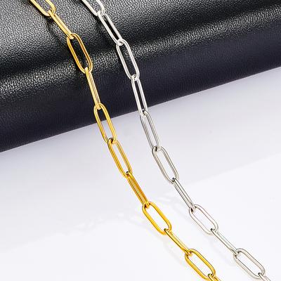 High Quality Gold/Silver Color Stainless Steel Paperclip Chain Men and Women Gift Ring Necklace