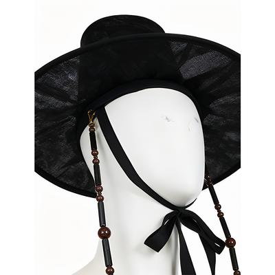 Chapeau Jinu Corée Chasseurs de Démons Chapeau Gat Coréen avec Chaîne de Perles Forme Halloween Convient à la Plupart des Têtes d'Adultes Accessoires de Costume pour Hommes