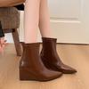Pointed Wedge Rear Zipper Martin Boots 2025 Autumn New European and American Simple and Sweet Temperament Design Short Boots