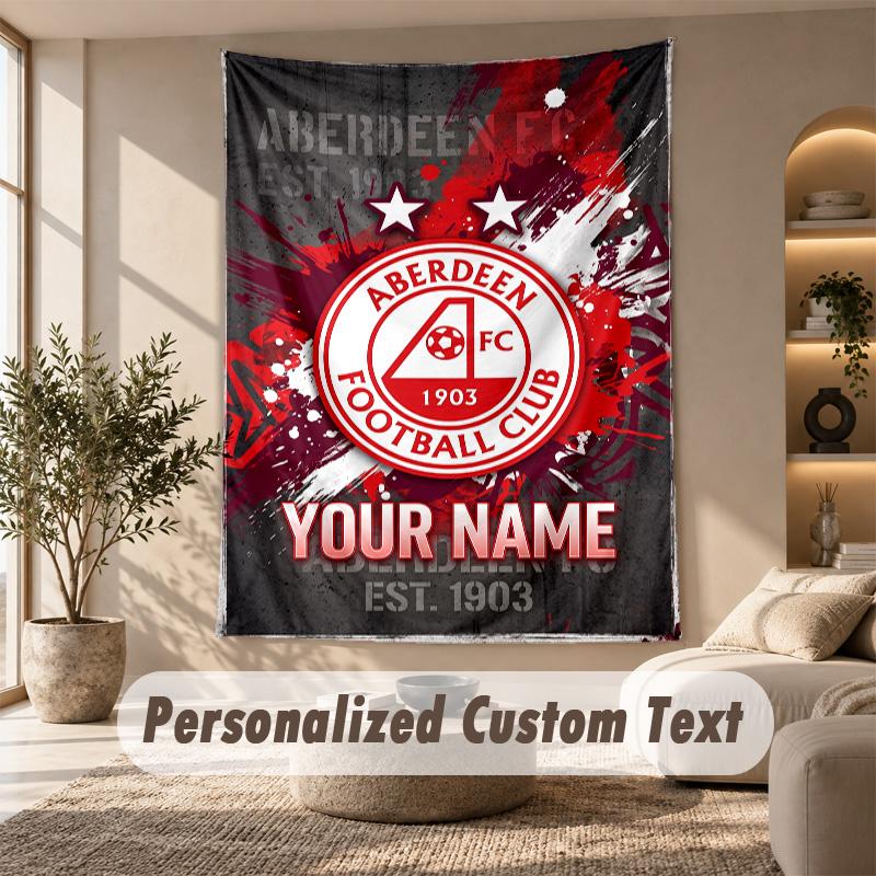 Tapestry Custom Name Text, Wall Hanging Tapestry Home Room DecorAberdeen FC