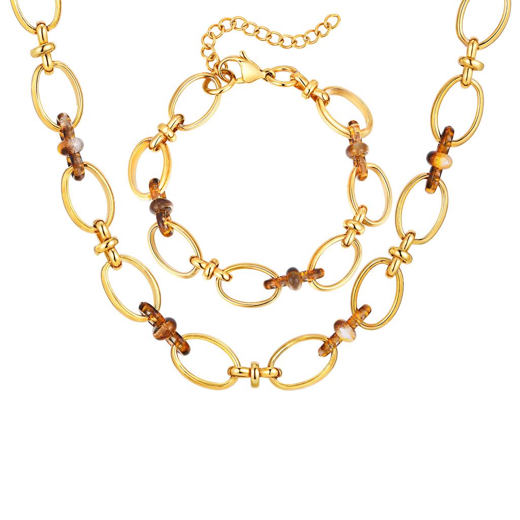 Necklace Women'S Style Fashion Simple Multi-Ring Splicing Stainless Steel Bracelet Titanium Steel Jewelry Br-2675
