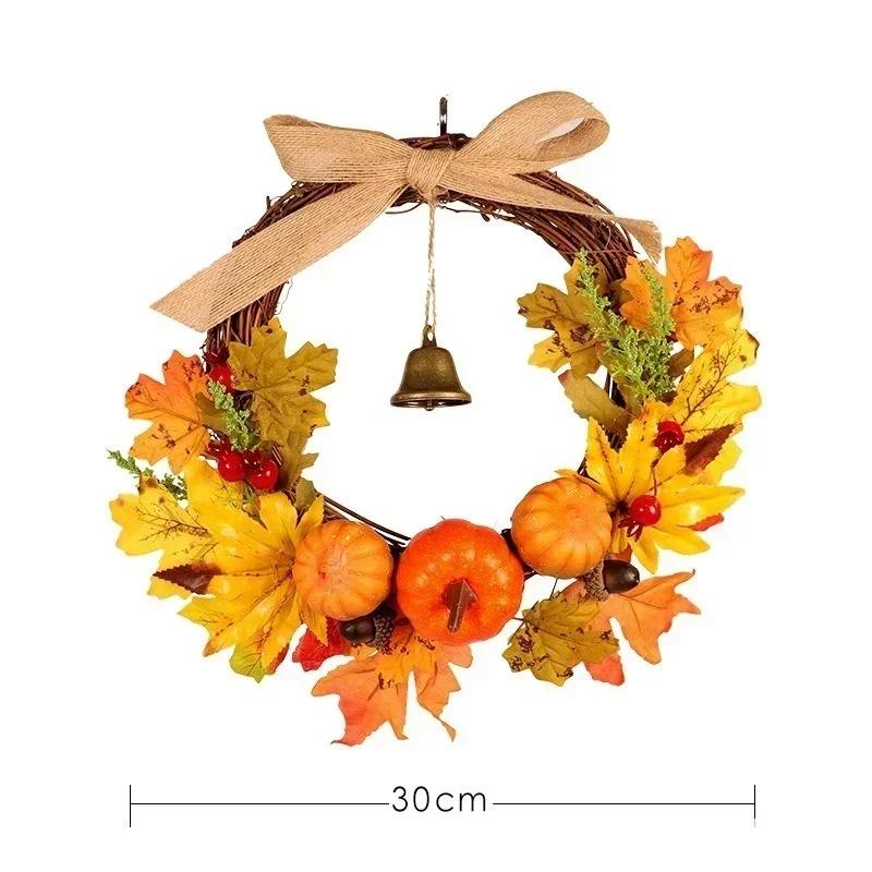 Thanksgiving Halloween Maple Leaf Pumpkin Bell Door Hanging Festival Decoration Warm Wind Ringtone Home Hanging Decoration Craft