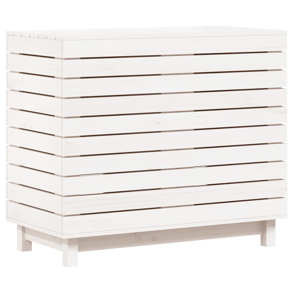 Vidaxl Laundry Basket, White, 88.5X44X76 Cm, Solid Pine Wood
