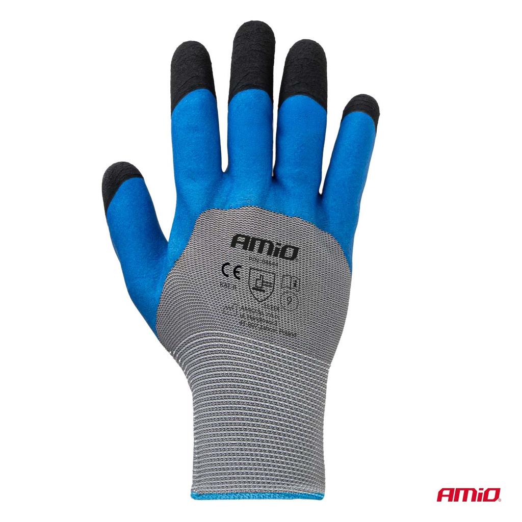 Polyester foam coated protective gloves 3/4 size 9 3131X 4pcs AMIO-04644