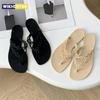 Sommer Damenschuhe Hausschuhe Schleife Flip-Flops Nieten Flache Sandalen Outdoor Transparente Kristall Strand Schuhe Damen Offene Zehenschuhe