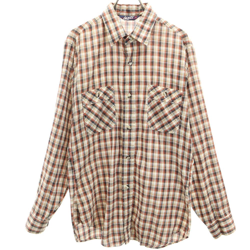 Levi's 70s vintage Check Pattern Long sleeve shirt M Brown Men's Used