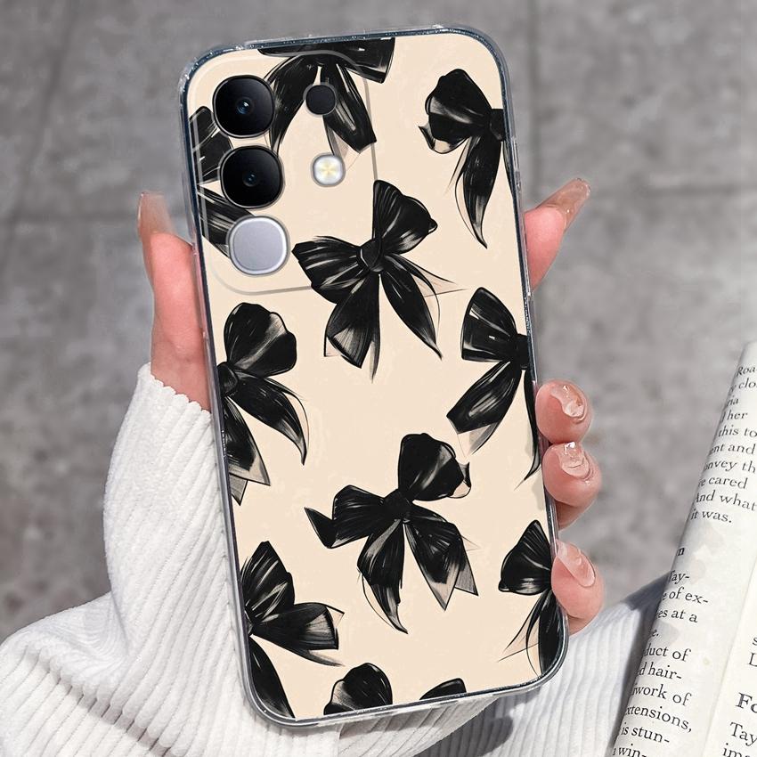 Shockproof Silicone Phone Cases For Vivo Y29 Y29s Y28 Y27 Y27t Y22 Y22s Y21 Y21e Y21s Y20 Y20i Beautiful Lavender Pattern Clear Covers For Vivo Casing