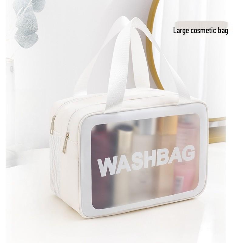 Bolsa de Aseo Coreana de PVC Esmerilado de Doble Capa - Portátil con Separación Seca y Húmeda para Cosméticos