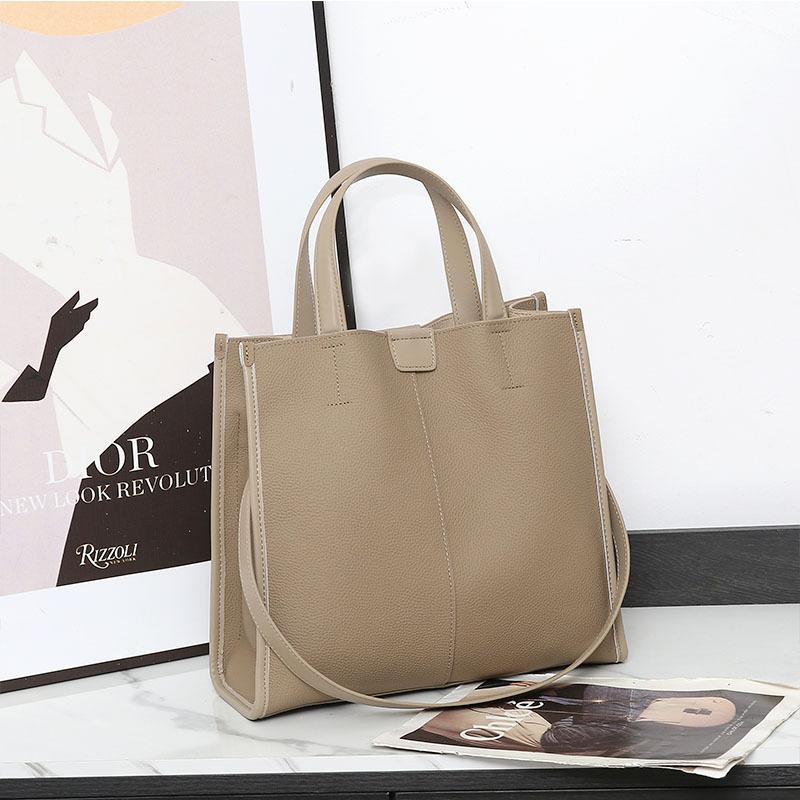 Large Capacity Leather Women's Bag Autumn and Winter New Tote Bag Commuter Handbag Casual Fashion Portable Business File Bag