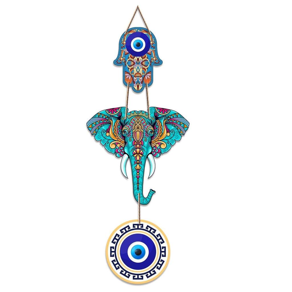 Designer-Wandbehang aus Holz mit Elefantenmotiv als Dekoration für Zuhause, Hamsa-Hand-Dekoration für das Wohnzimmer