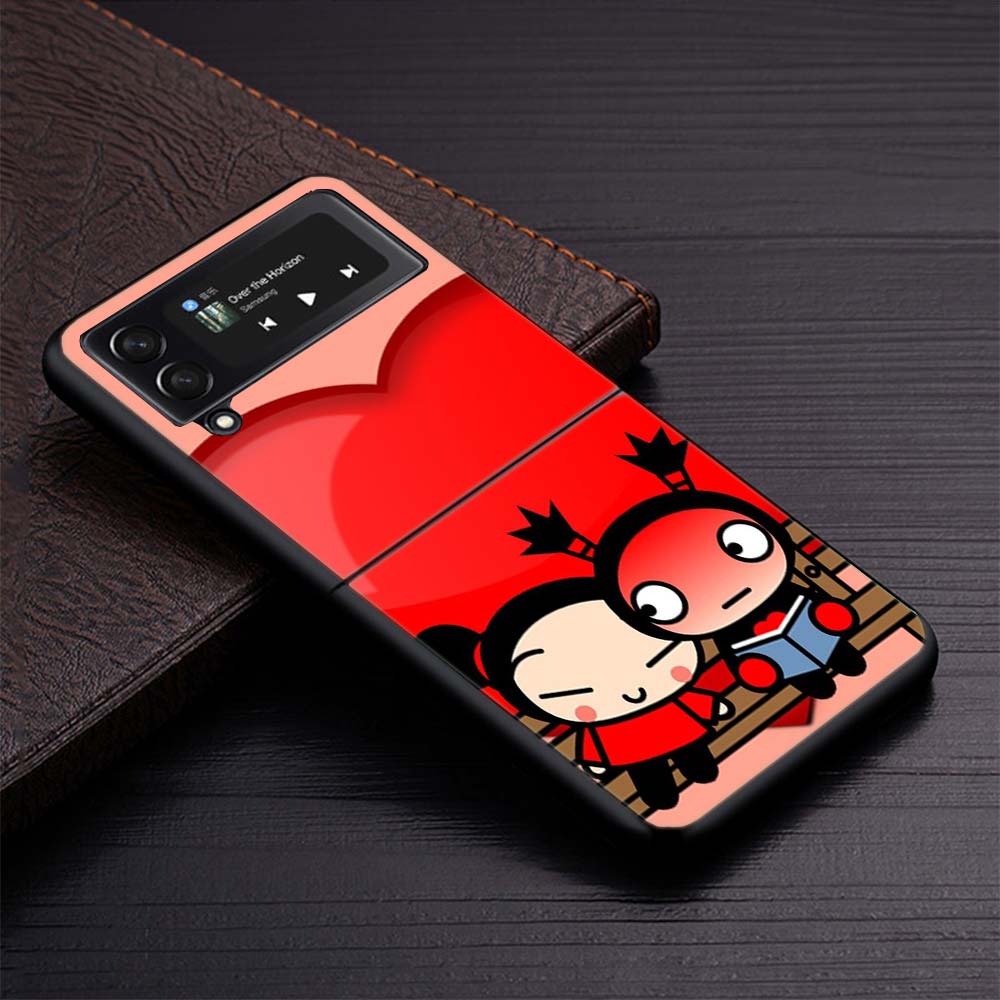 Cute Cartoon Pucca Garu Zflip4 Zflip5 Phone Case For Samsung Z Flip3 Flip4 Flip5 5G zFlip 4 5 Cover Cellphone Shell Caso Fundas