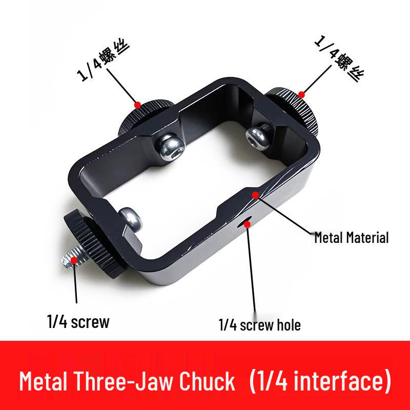 Multi-Angle Metal Base Tripod with Three Clip Heads for Mobile Phone Live Streaming