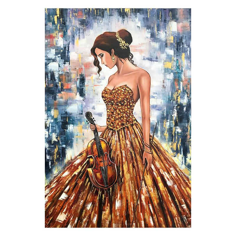 

Девушка-музыкант, музыкальный инструмент, картина маслом, печать на холсте, современный настенный художественный постер, красочные фотографии для комнаты, домашний декор 21x30cm No Framed