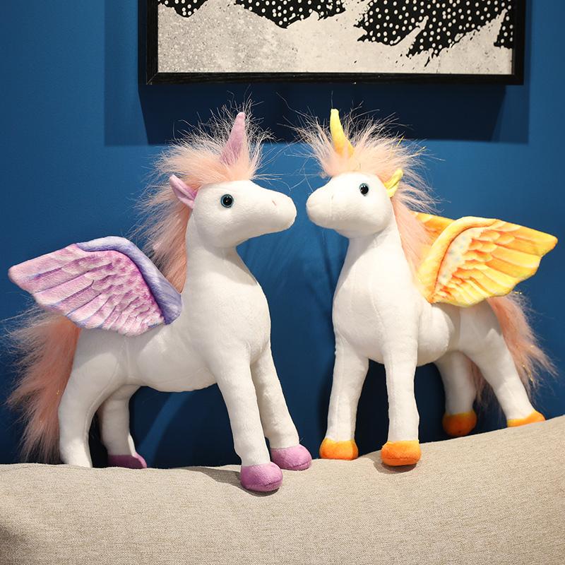 25/35cm Cartoon Funny Colorful Flying Horse Plush Doll Dream Big Wings Unicorn Animal Stuffed Toy Home Decoration Gift Idea Ideal For Boys Girls
