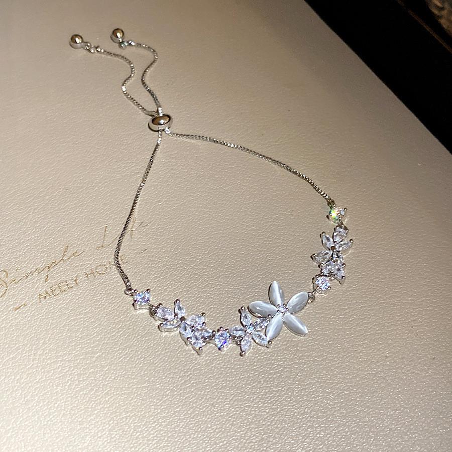 

Floral Zircon Gold Plated Bracelet For Women With Elegant Design And Gift Occasion