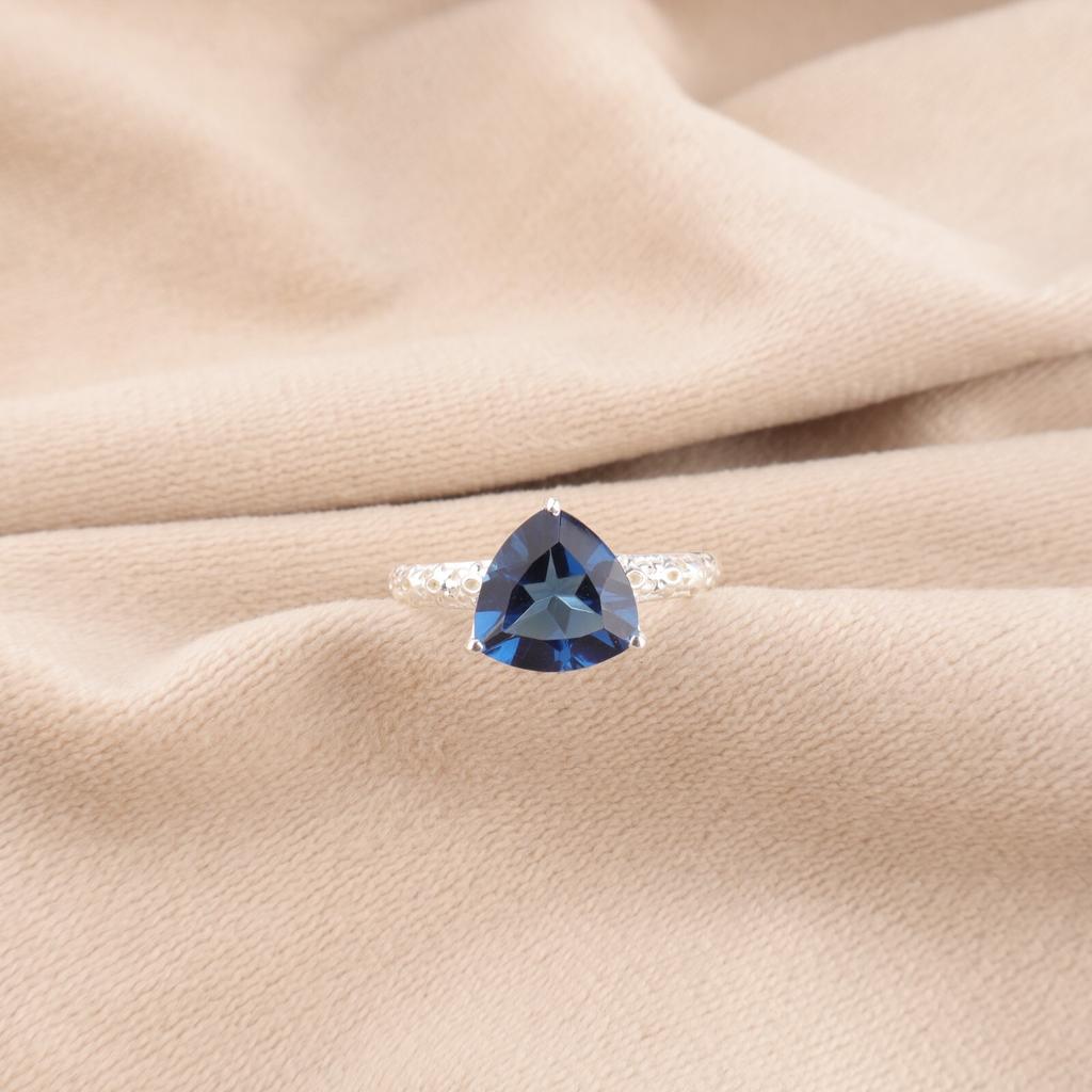 London Blue Topaz Gemstone 925 Sterling Silver Jewelry Handmade Partywear Ring CZR-10-10