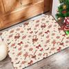 Reindeer Stripe Holiday Door Mat  Snowflake Tree Print Non Slip Floor Mat For Winter Season Entryway Decor