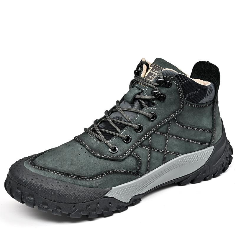 Autumn and winter outdoor high-top Martin boots with cotton thermal men's shoes, genuine leather first-layer cowhide tooling shoes