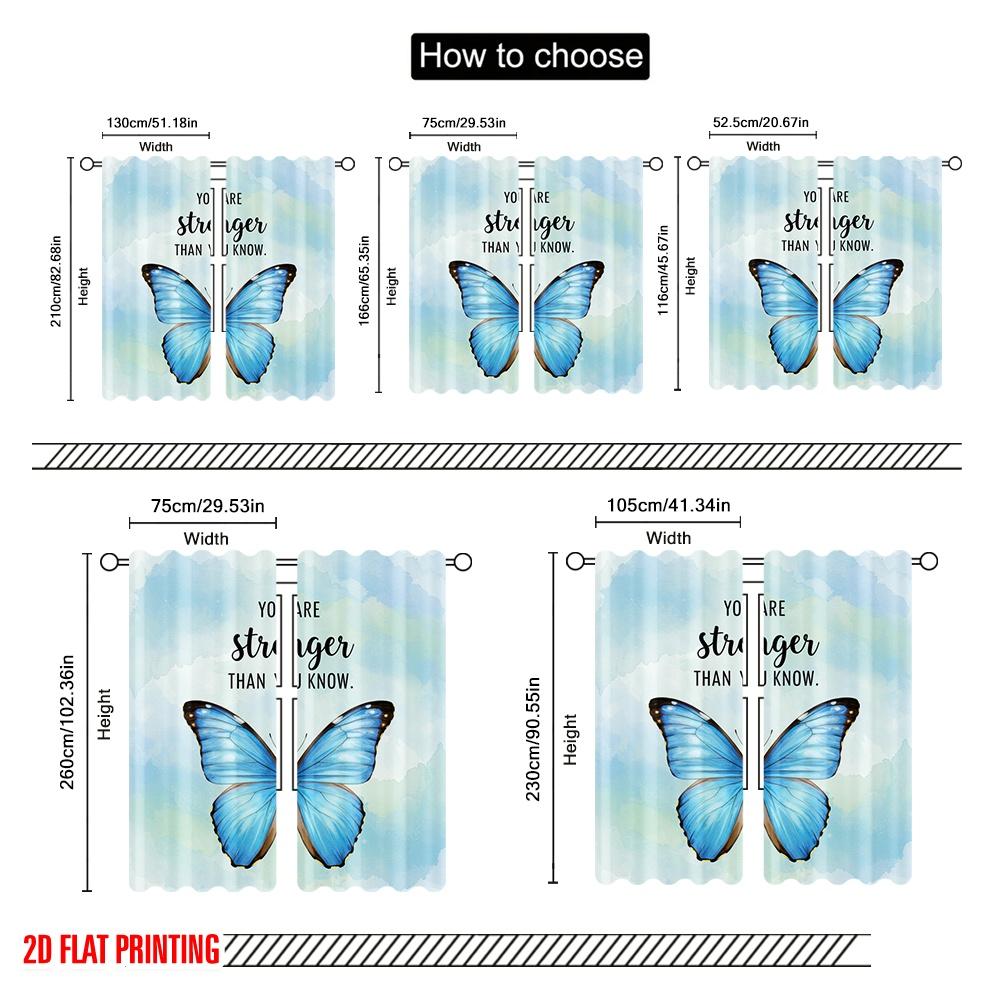 2pcs 2D Flat Printing Party Window Curtains Butterfly Strength Polyester Without Electricity Birthday Party Use for Gold Wall