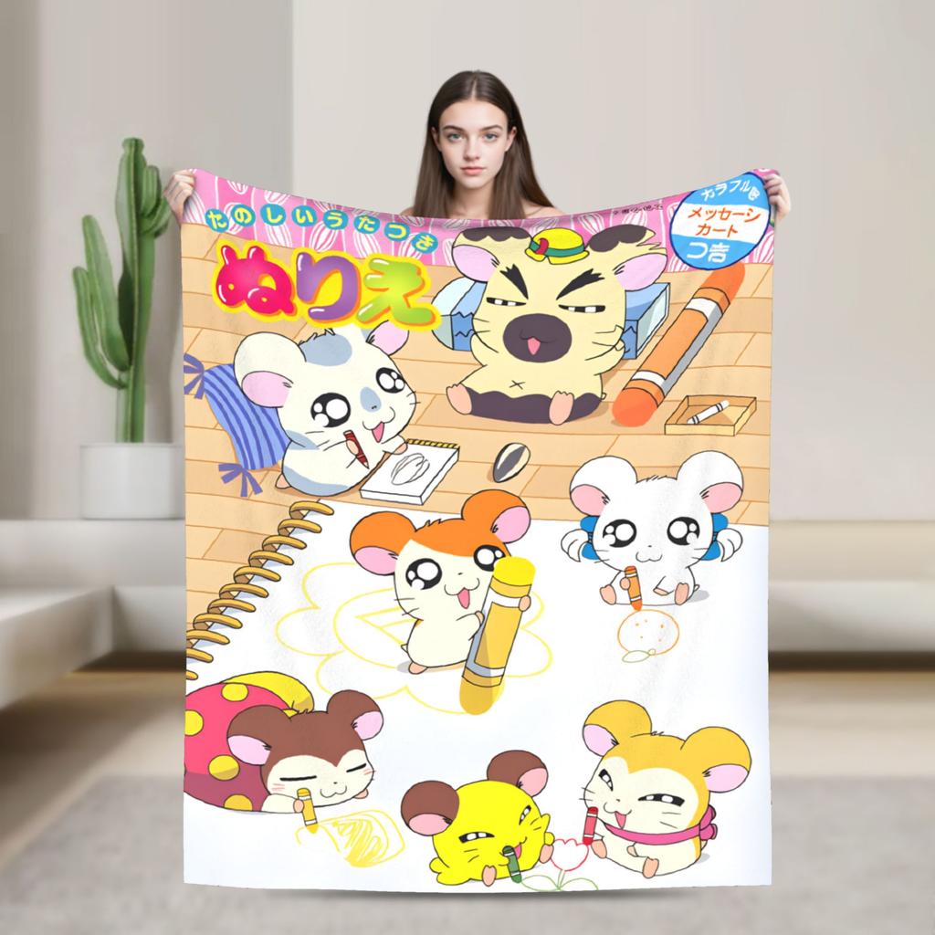 Adventure Story Hamtaro Blanket Super Warm Novelty Plush Bedding Throws For Bedroom Airplane Travel Flannel Bedspread Bed Cover