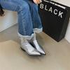 Women's Chunky Heel Pointed Toe Ankle Boots - Slimming Soft Leather for Spring/Autumn Fashion