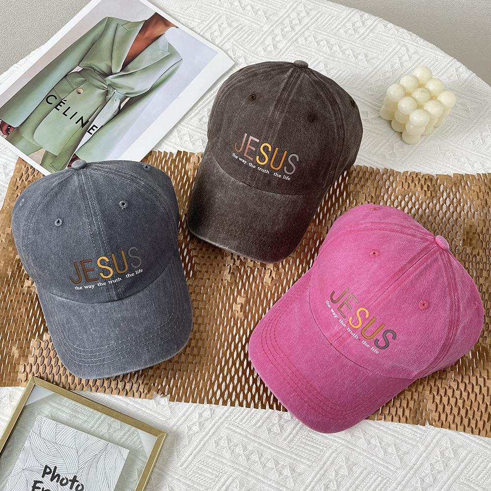 Retro Washed Hat Ins Printed Letters Baseball Cap Fashionable Versatile Spring and Summer Sunshade New Cap