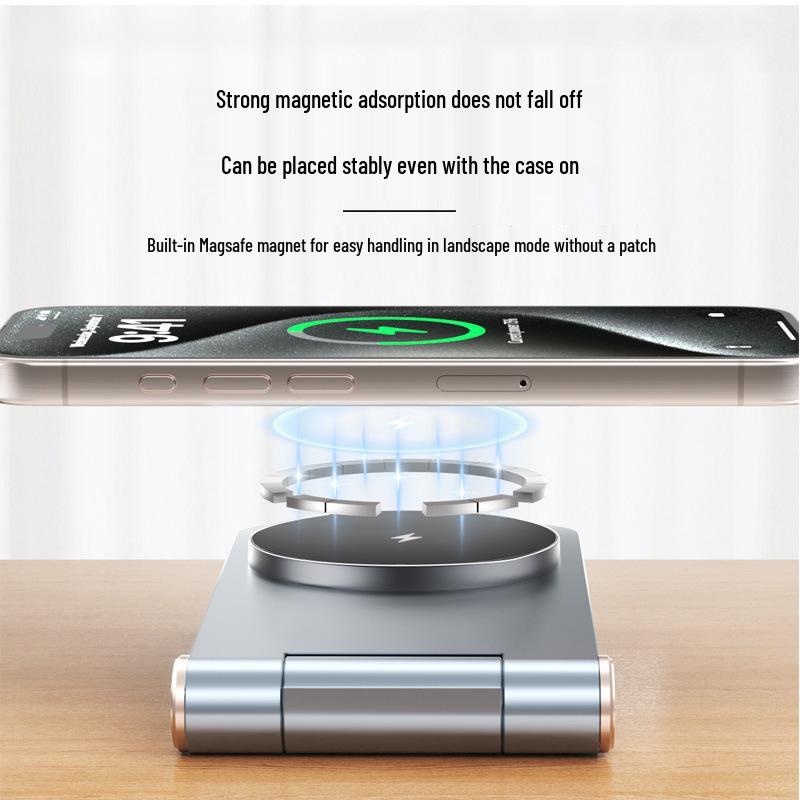 Original Magnetic Wireless Charger: Three-in-One Fast Charging Stand for Phone, Watch, and Earbuds