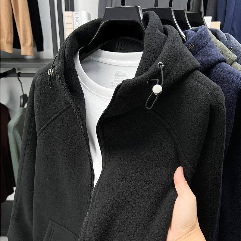 

Men s Warm Hooded Fleece Jacket - Casual Sportwear for All Ages 4XL [170-185 Jin]