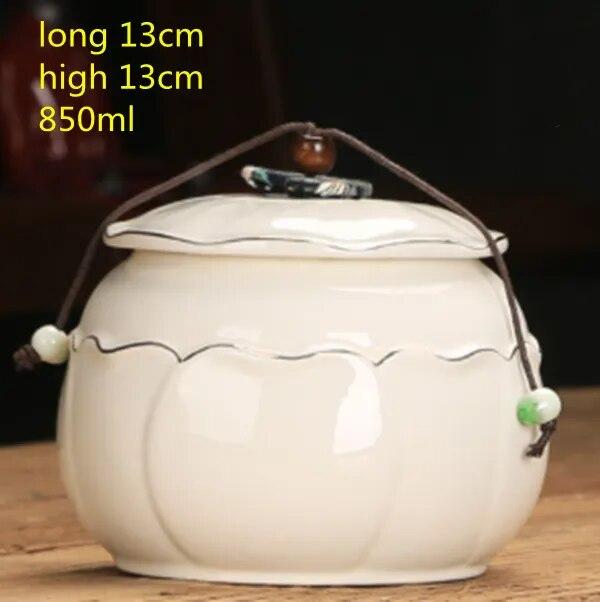 Chinese-style Ceramic Tea Cans with Lid Sealed Dried Fruit Snack Storage Boxes Kitchen Supplies