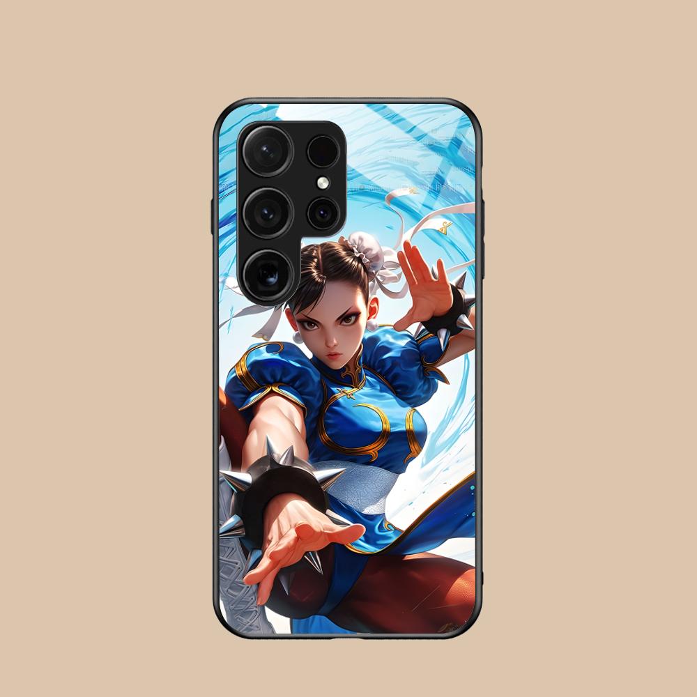 Street Fighter Chunli Phone Case for Samsung Galaxy A56 55 54 53 52 51 36 35 34 23 16 15 5G Glass Colorful Cover Luxury Pretty