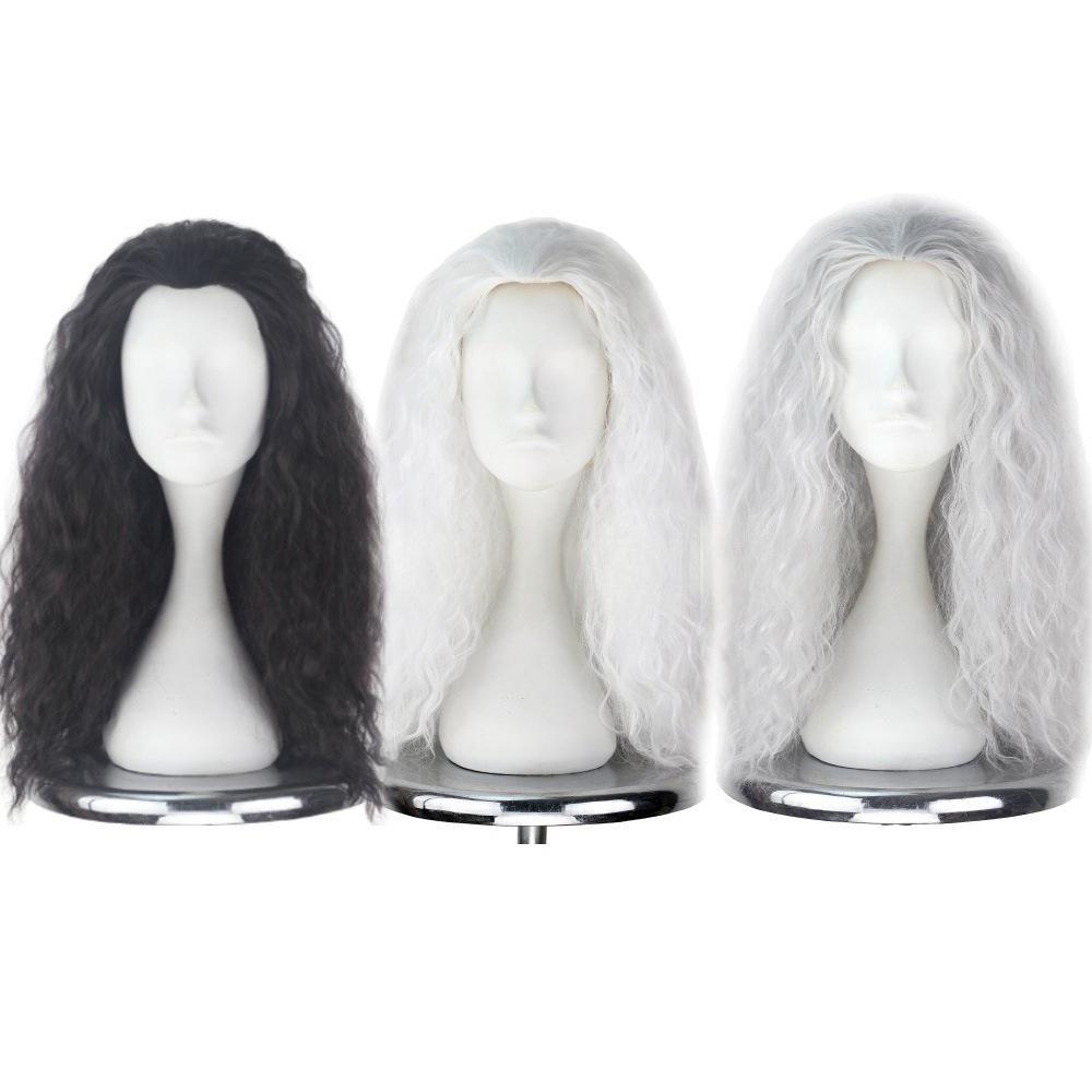 Anime Cosplay Wig - White Witch Black Gray Fluffy Long Curly Hair for Christmas and Easter
