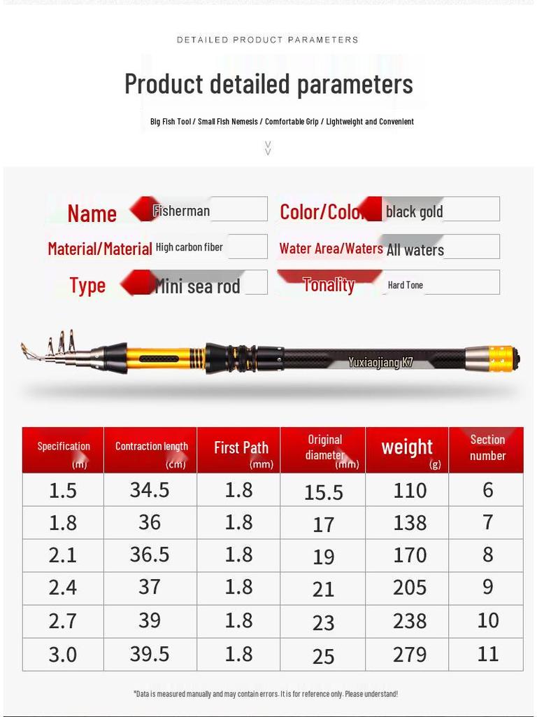 Portable Ultra-Light Ultra-Hard Mini Telescopic Sea Rod for Long-Casting Lure Fishing