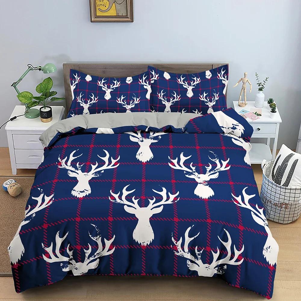 Christmas Decoration Bedding Set Luxury Soft Duvet Cover Set 3D Christmas Printed Quilt Cover King Queen Twin Size Home Textile