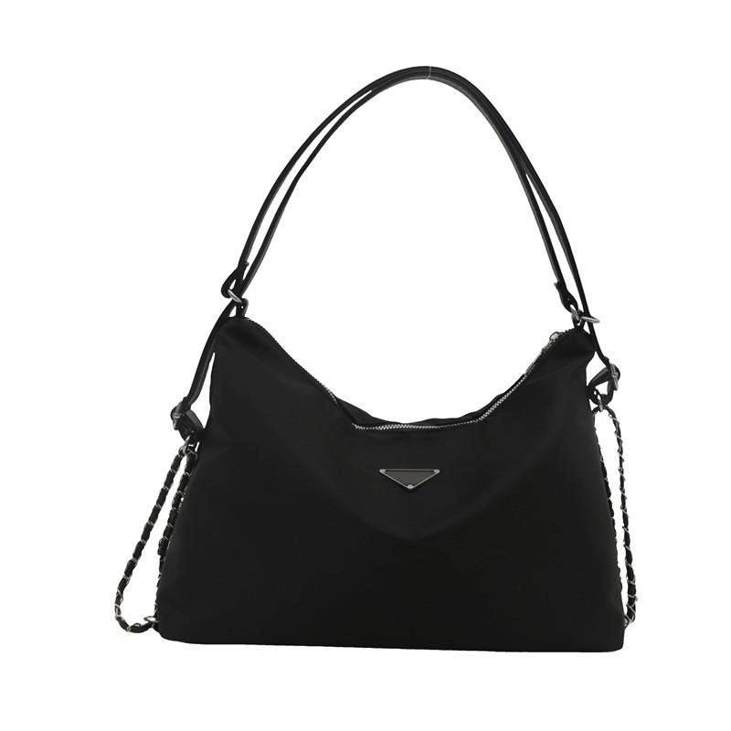Stylish Black Oxford Fabric Tote Bag With Large Capacity And Comfortable Shoulder Strap For Daily Commute