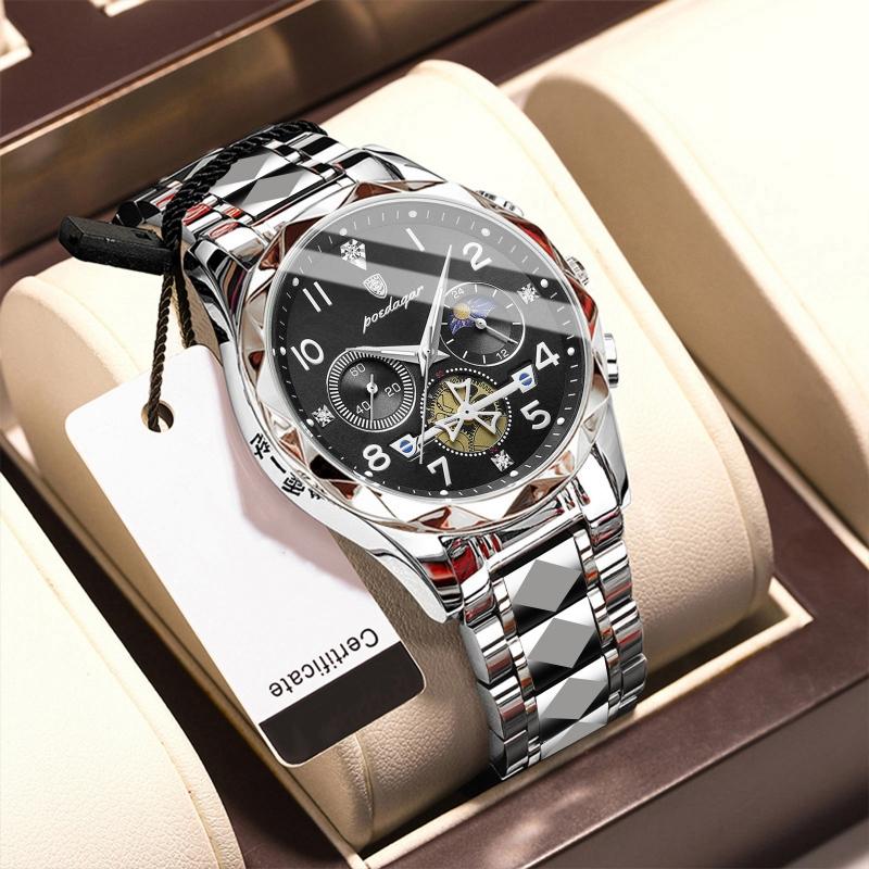 New Luxury Quality Men's Watch Quartz Non-mechanical Waterproof Luminous Fashion Upscale Watch Calendar Steel Strap Triple Display Watch Watch Watch
