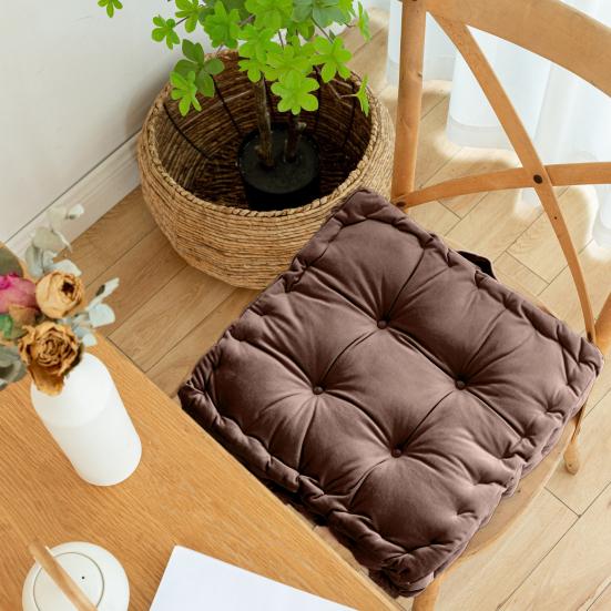 Poduszka na siedzisko krzesła Gruba aksamitna poduszka na siedzisko 38x38cm Jednokolorowa poduszka materacowa Poduszka podłogowa do wnętrz z uchwytem do przenoszenia do domu biura siedzącego trybu życia