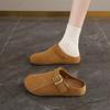 CRLAYDK Vintage Women's Comfort Mules Adjustable Buckle Slip On Slippers Closed Toe Casual Walking Open Back Shoes for Lady