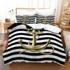 3D Printed Ship Anchor Bedding Set, Sailing Themed Down Duvet Cover, Pillowcase 2/3 Pieces, Boys Room Full Size Quick Drying Quilt Cover