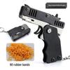 Foldable Alloy Toy Rubber Band Gun Keychain for Kids