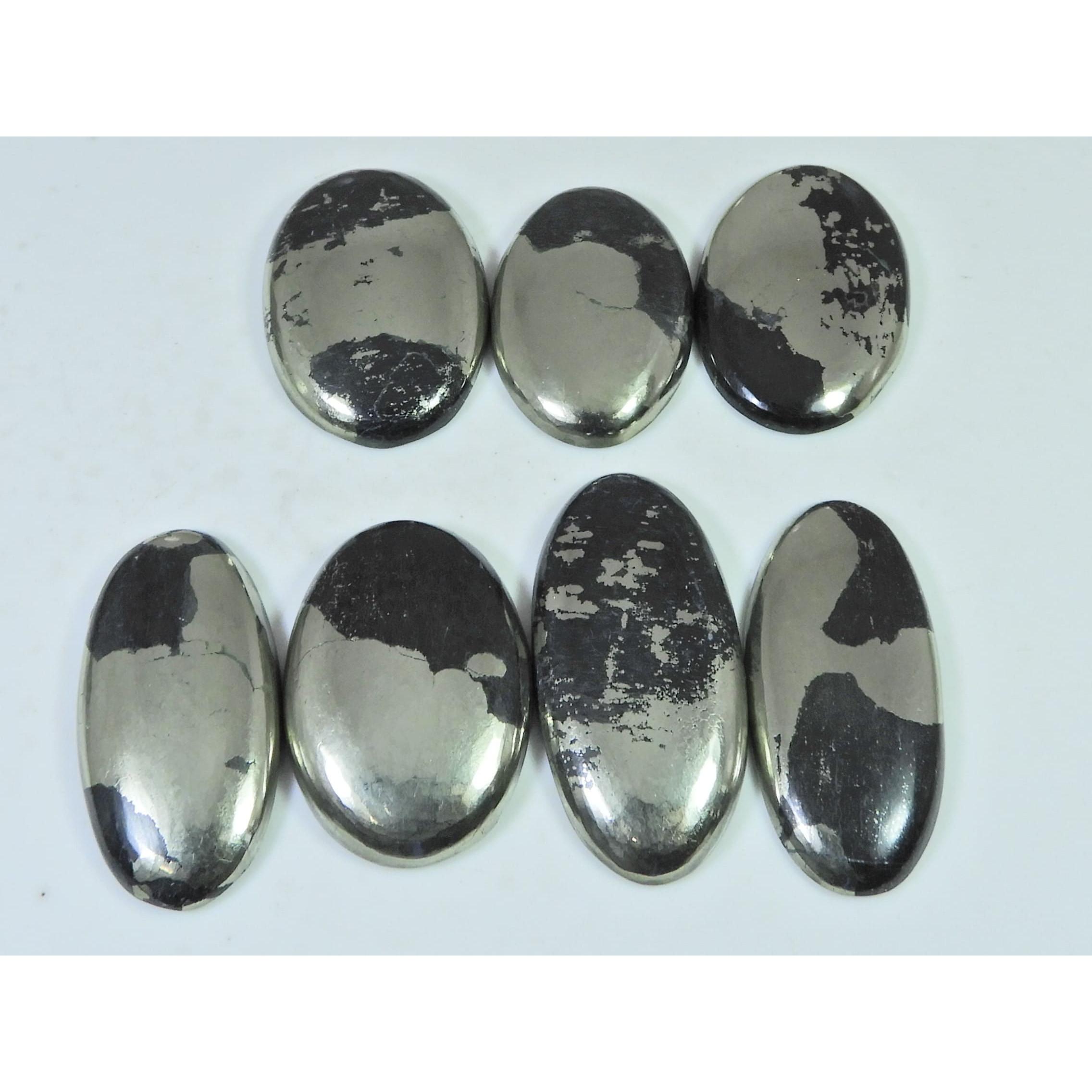 352Cts. Natural Apache Gold Pyrite Oval Cabochon Loose Gemstone 07 Pcs Lot C-1275