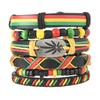 Cross-border e-commerce new fashion woven combination six-piece set maple leaf red, yellow and green hand rope European and American popular bracelet